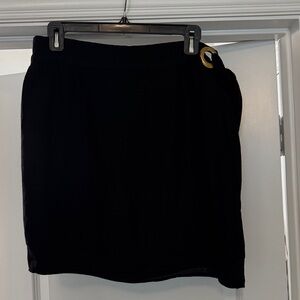 Classic Linen Black Women's Skirt with Gold Accent